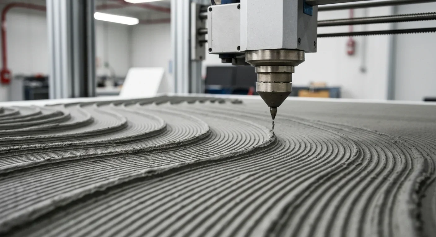 Industrial 3D printer constructing artificial reef module with precise layer-by-layer concrete extrusion