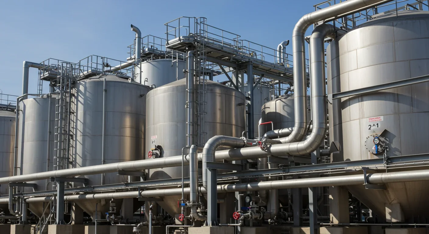 Industrial fuel storage infrastructure at a modern maritime port facility