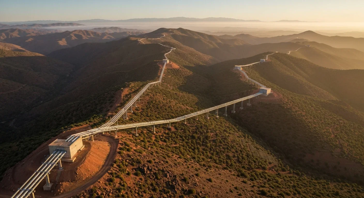 Large-scale fog collection system spanning mountain ridges in Morocco