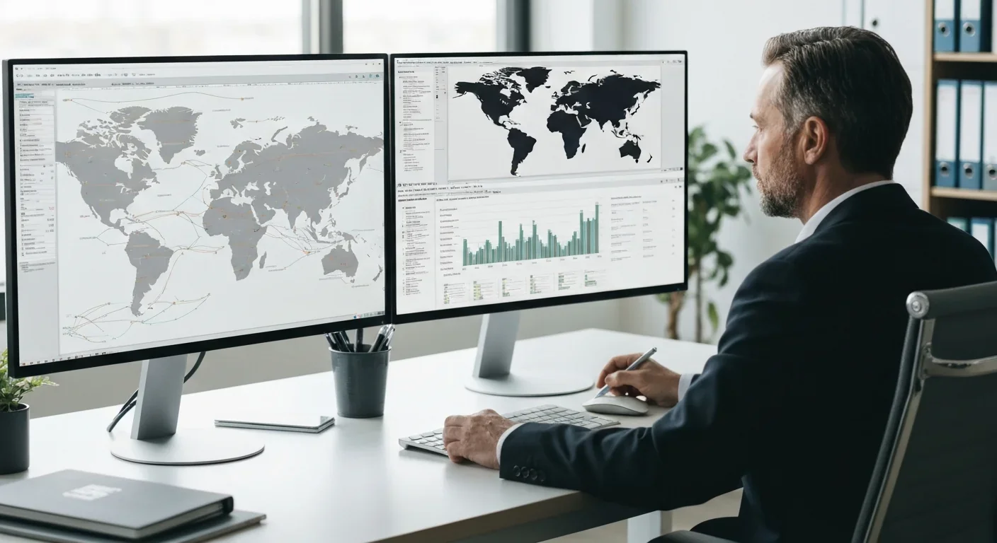 Business analyst reviewing battery supply chain traceability data and compliance metrics