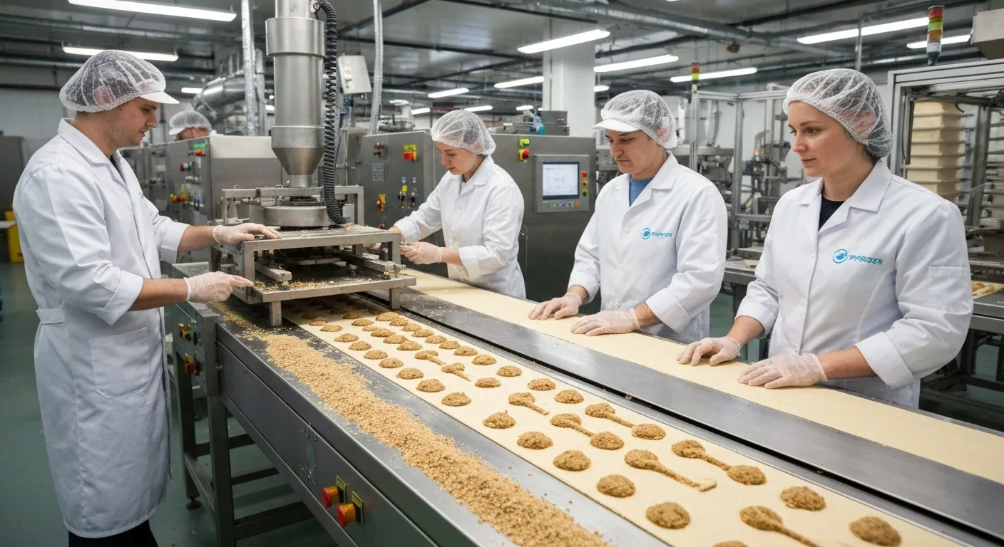 Manufacturing facility producing edible cutlery from grain-based materials