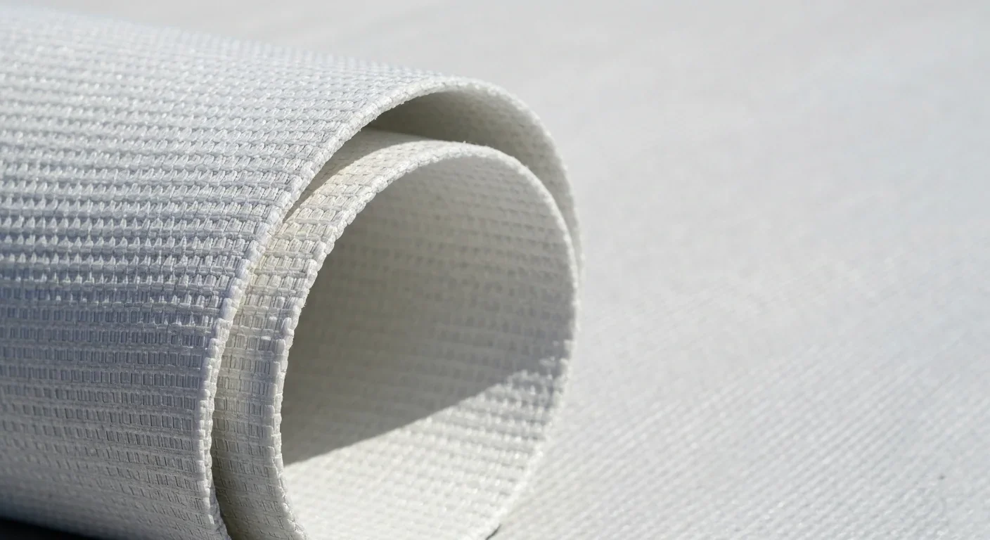 White geotextile fabric material used for glacier preservation showing reflective surface