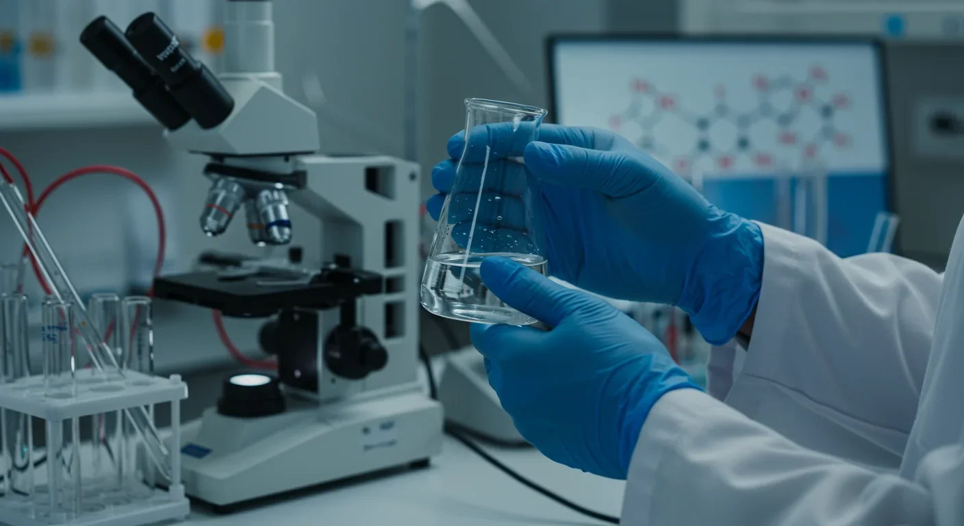 Researcher examining electrochemically produced ammonia in laboratory with specialized catalysts and equipment