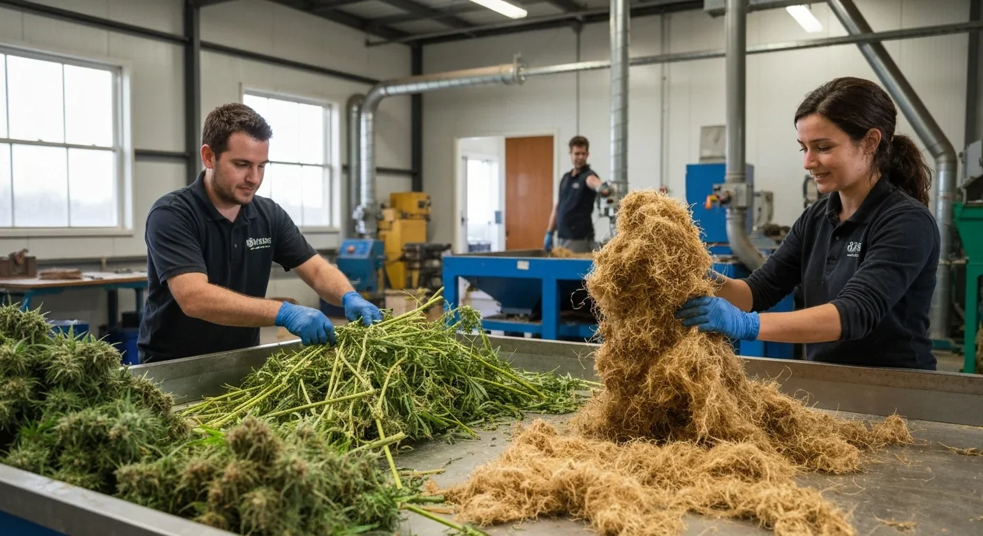 Hemp bast fiber processing facility converting agricultural waste into valuable carbon material