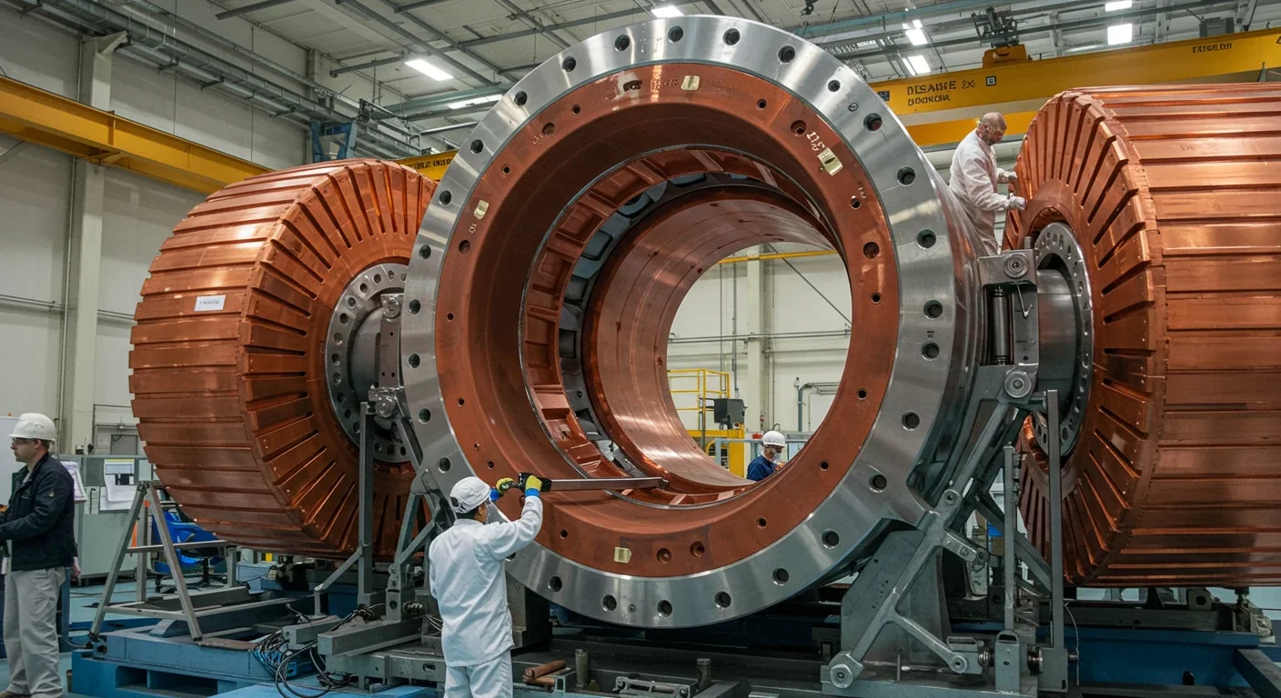 Aerial view of massive ITER fusion reactor construction site in France