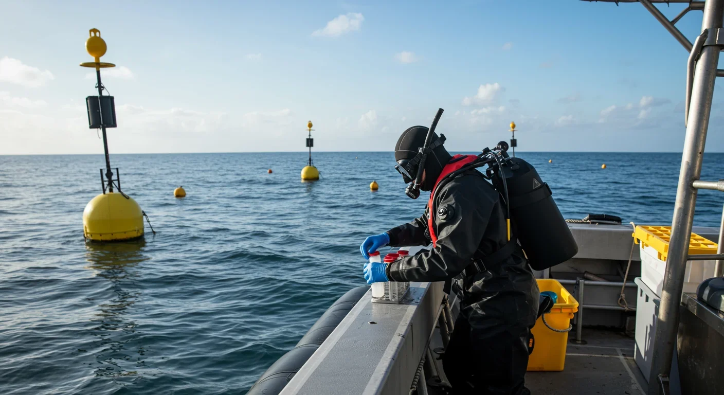 Person with reusable shopping bag at farmers market, representing individual actions to reduce CO₂ emissions and combat ocean acidification