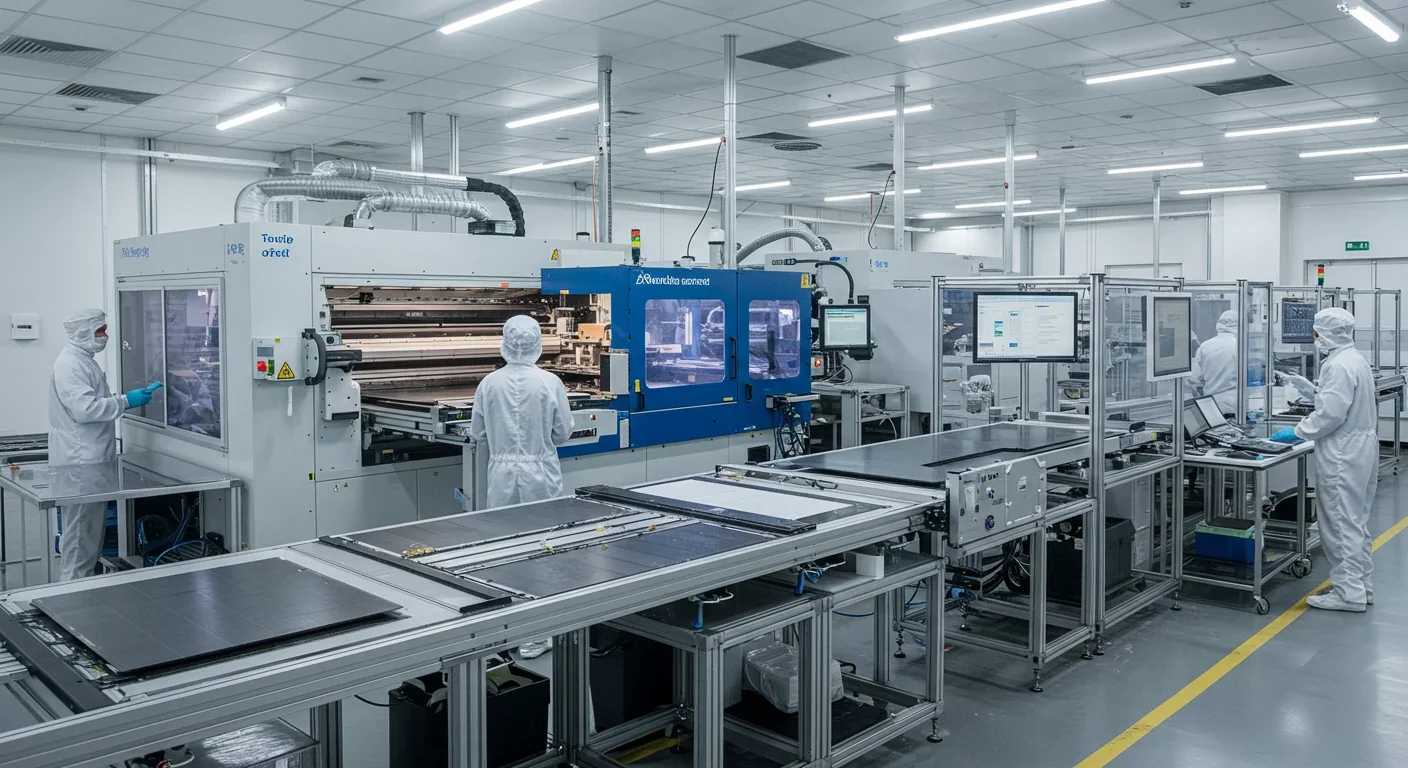 Automated perovskite solar cell manufacturing line in production facility