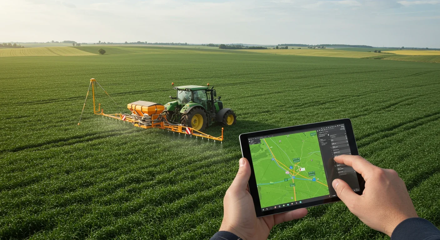 Precision agriculture technology applying fertilizer efficiently in crop field with GPS guidance