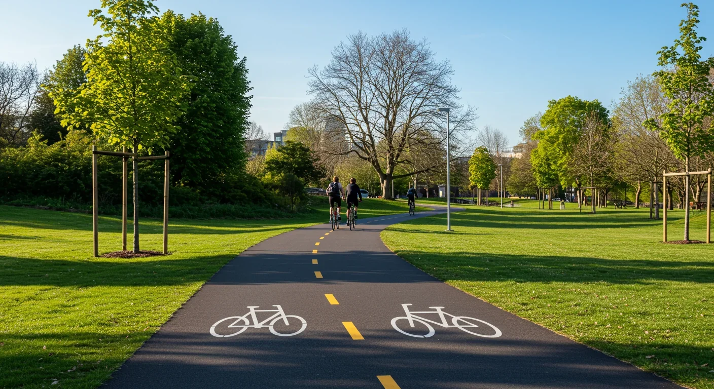 Modern bicycle path in urban setting