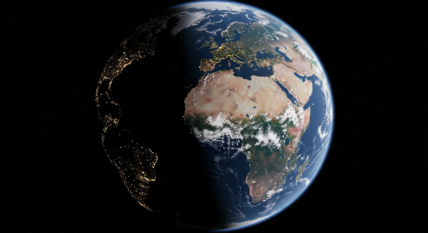 Earth from space showing global road network connectivity