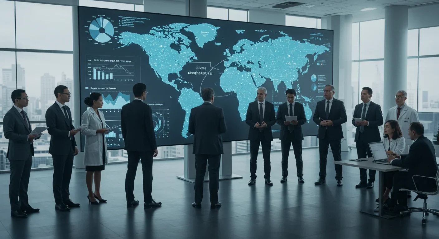 Aerial view of coastal city experiencing severe flooding with emergency response and evacuations underway