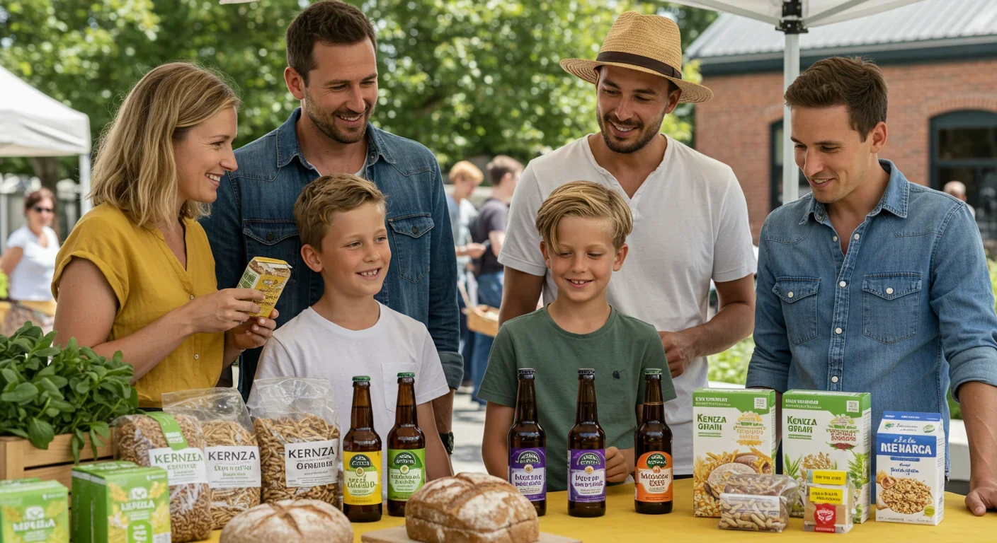 Farmer holding Kernza perennial grain seeds in a healthy field ready for harvest