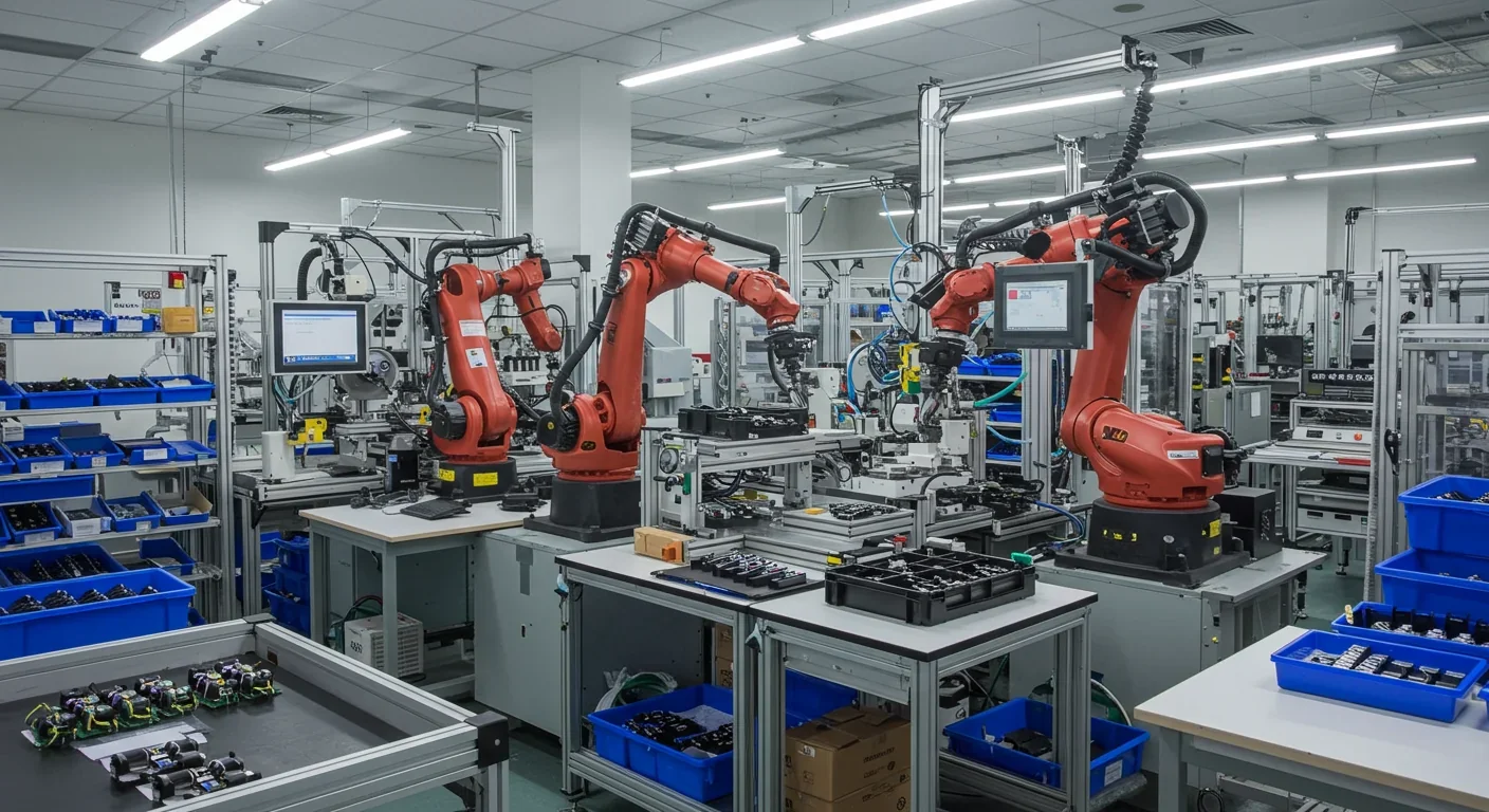 Automated manufacturing facility showing modern production methods for durable, serviceable products