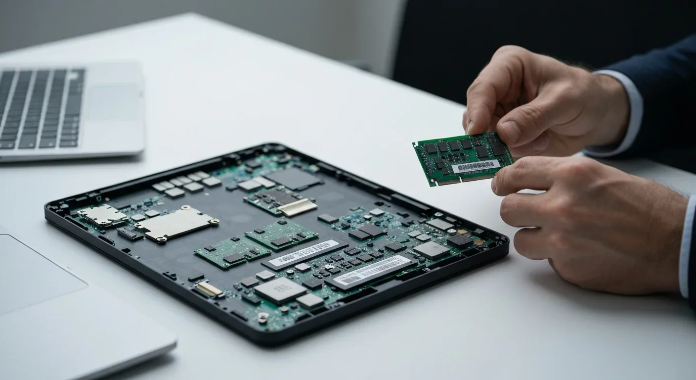Modular laptop with easily replaceable components demonstrating repair-friendly design
