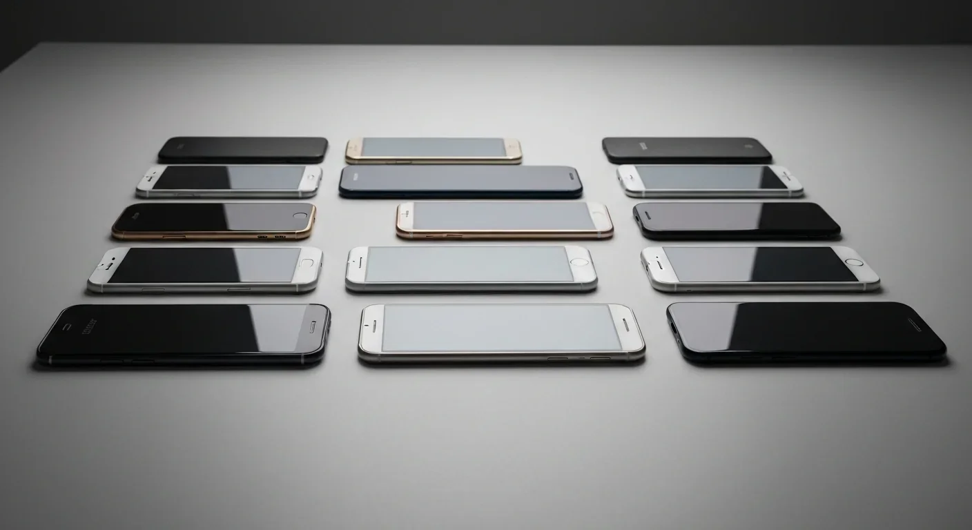Array of professionally refurbished smartphones demonstrating quality and variety in the repair economy