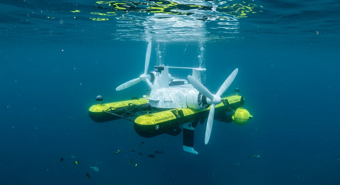 Orbital Marine Power O2 tidal turbine with floating platform and retractable legs generating 2 megawatts of clean energy underwater