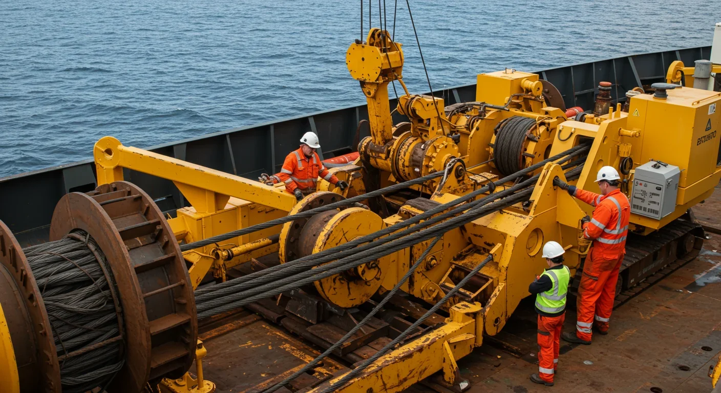 Marine construction equipment used for deep-ocean infrastructure projects