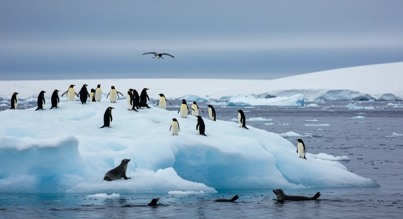 Penguins and seals in Antarctic ecosystem that could be affected by glacier intervention