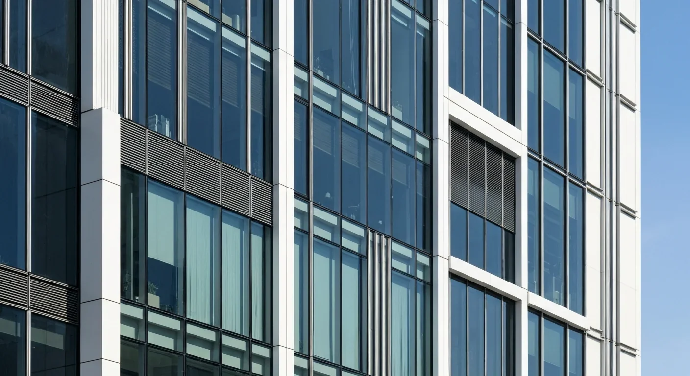 Modern modular skyscraper with geometric glass facade representing future-ready urban mining architecture