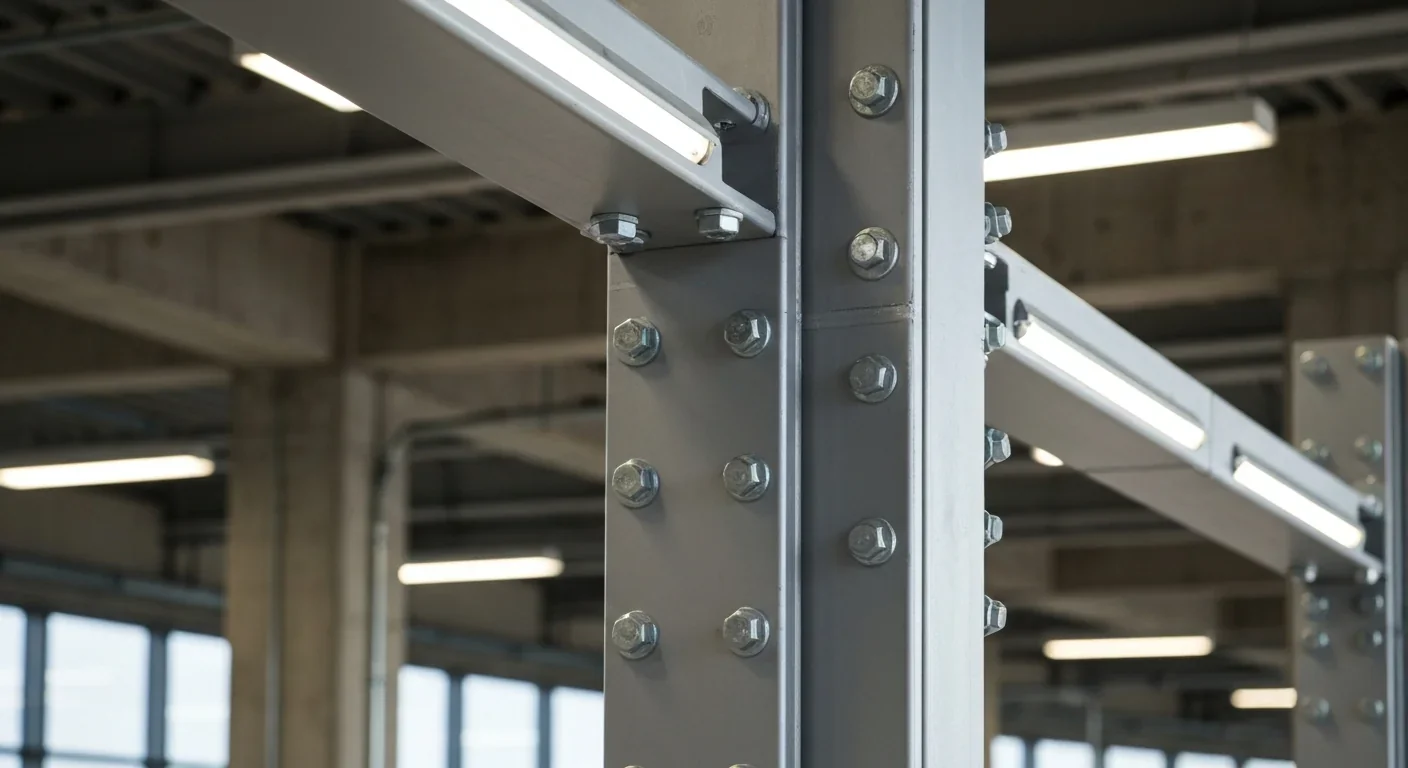 Detailed view of reversible mechanical fasteners and modular connections enabling future building deconstruction