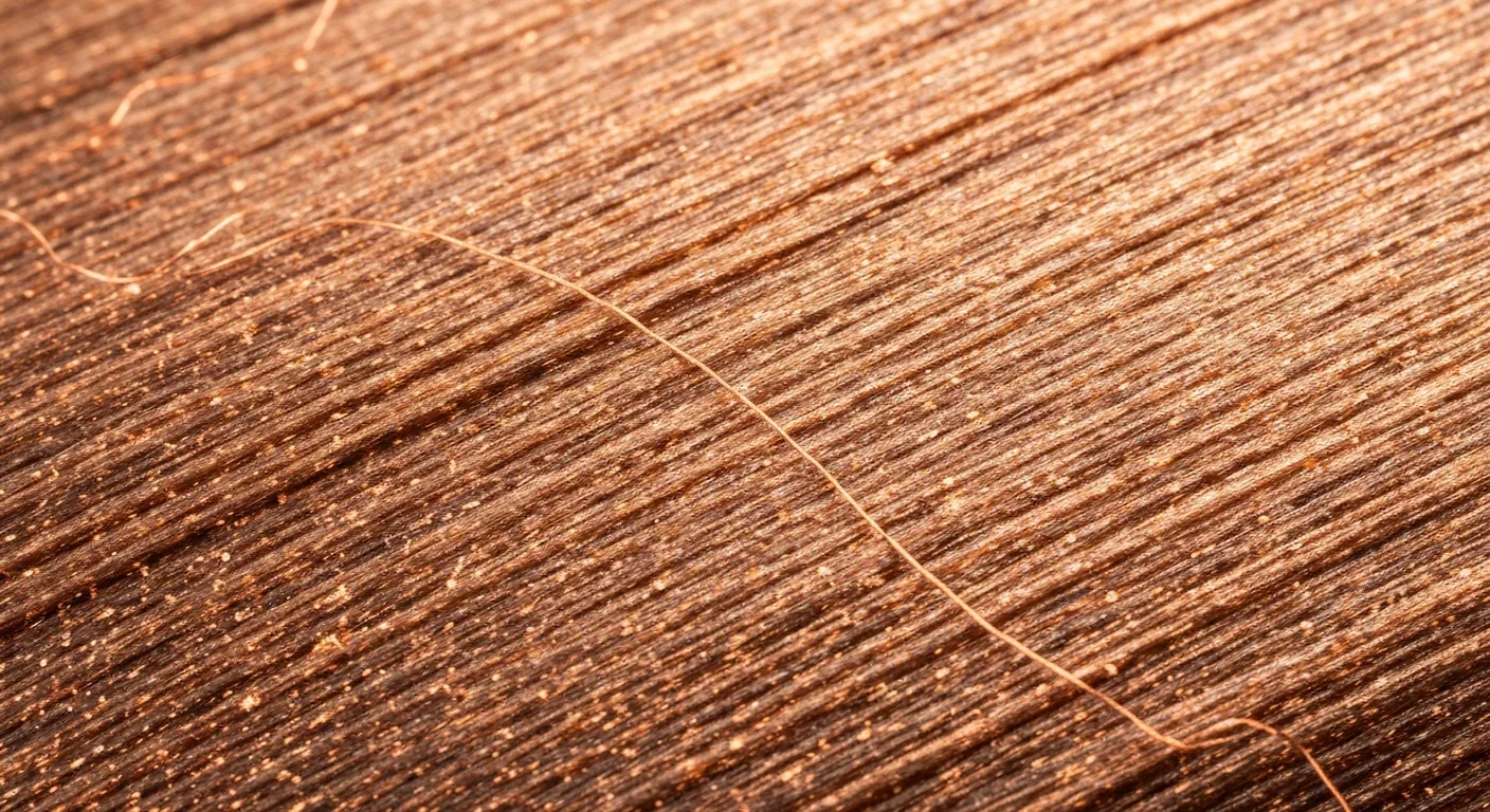 Macro view of copper-infused nanocellulose showing fibrous structure and metal particles